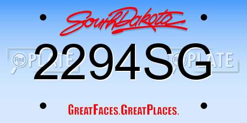 2294SG South Dakota License Plate