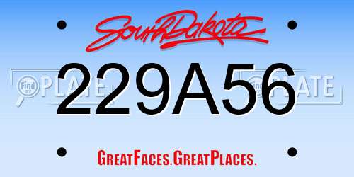 229A56 South Dakota License Plate