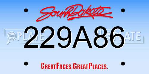 229A86 South Dakota License Plate