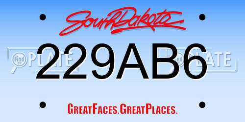 229AB6 South Dakota License Plate