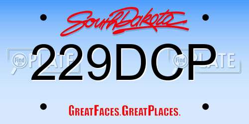 229DCP South Dakota License Plate