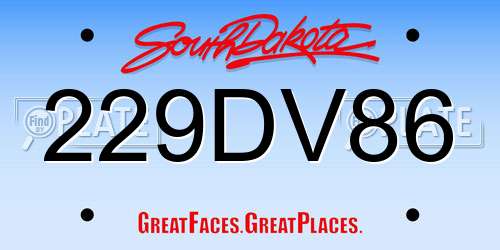 229DV86 South Dakota License Plate