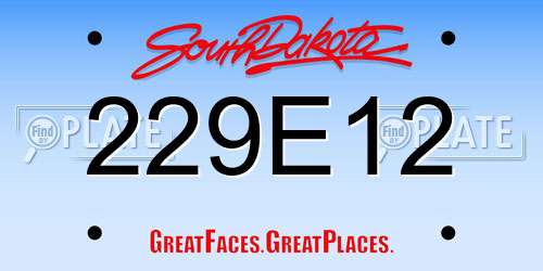229E12 South Dakota License Plate