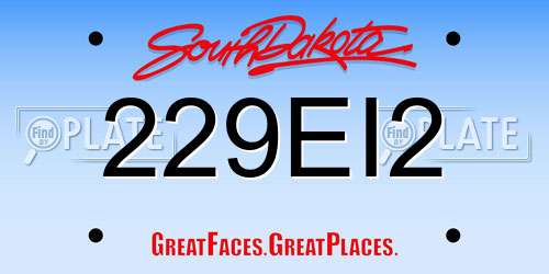 229EI2 South Dakota License Plate