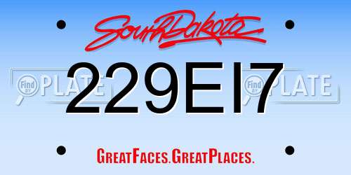 229EI7 South Dakota License Plate