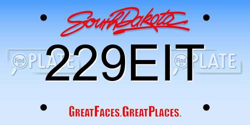 229EIT South Dakota License Plate