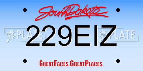 229EIZ South Dakota License Plate
