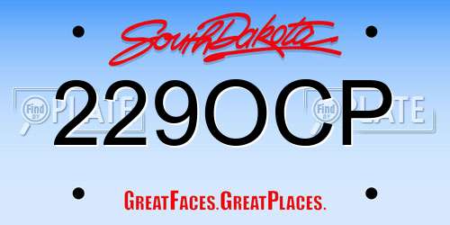 229OCP South Dakota License Plate