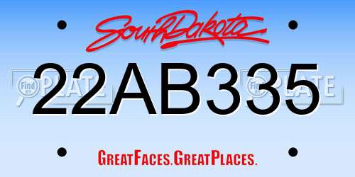 22AB335 South Dakota License Plate