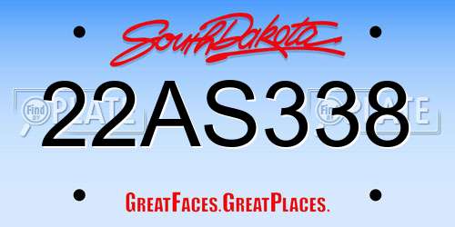 22AS338 South Dakota License Plate