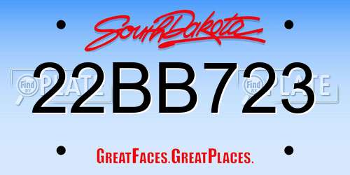 22BB723 South Dakota License Plate