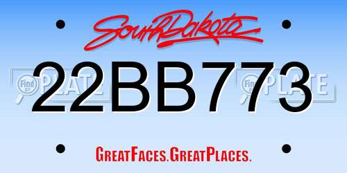 22BB773 South Dakota License Plate