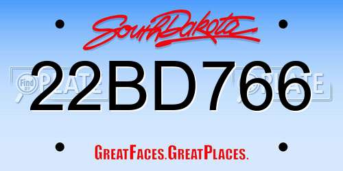 22BD766 South Dakota License Plate
