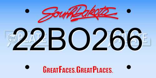 22BO266 South Dakota License Plate