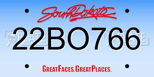 22BO766 South Dakota License Plate