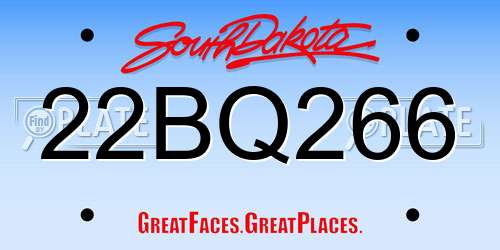 22BQ266 South Dakota License Plate