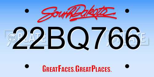 22BQ766 South Dakota License Plate