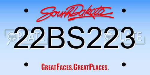 22BS223 South Dakota License Plate