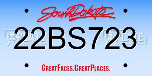 22BS723 South Dakota License Plate