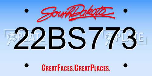 22BS773 South Dakota License Plate