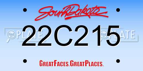 22C215 South Dakota License Plate