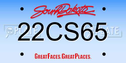 22CS65 South Dakota License Plate