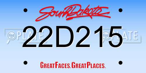 22D215 South Dakota License Plate
