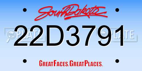 22D3791 South Dakota License Plate