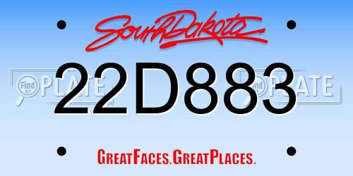 22D883 South Dakota License Plate
