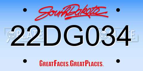 22DG034 South Dakota License Plate
