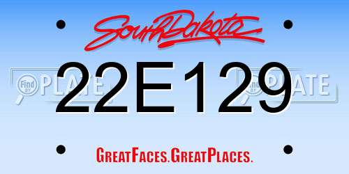 22E129 South Dakota License Plate