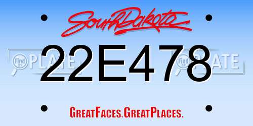 22E478 South Dakota License Plate