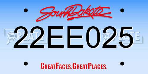 22EE025 South Dakota License Plate