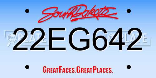 22EG642 South Dakota License Plate