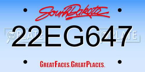 22EG647 South Dakota License Plate