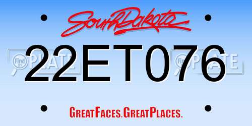 22ET076 South Dakota License Plate
