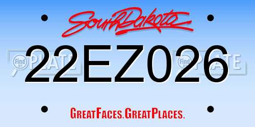 22EZ026 South Dakota License Plate