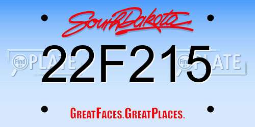 22F215 South Dakota License Plate