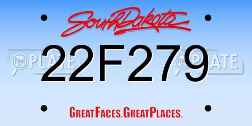 22F279 South Dakota License Plate