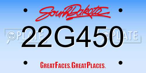22G450 South Dakota License Plate