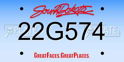 22G574 South Dakota License Plate