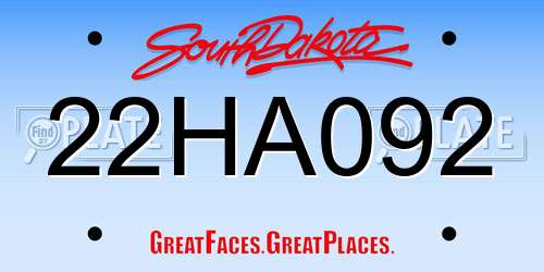 22HA092 South Dakota License Plate