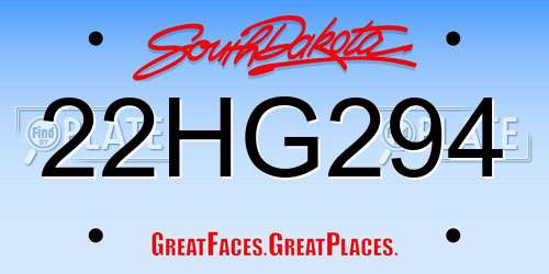 22HG294 South Dakota License Plate