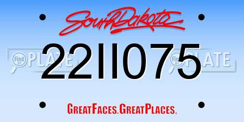 22II075 South Dakota License Plate