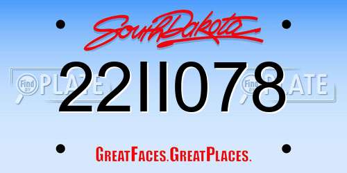 22II078 South Dakota License Plate