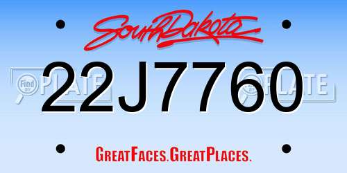 22J7760 South Dakota License Plate