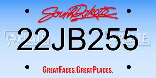 22JB255 South Dakota License Plate