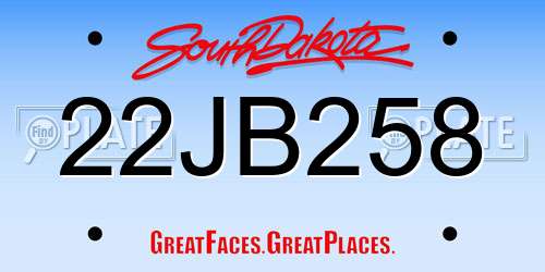 22JB258 South Dakota License Plate