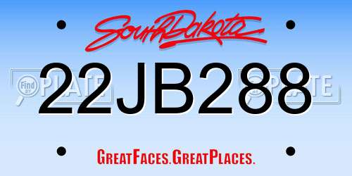 22JB288 South Dakota License Plate
