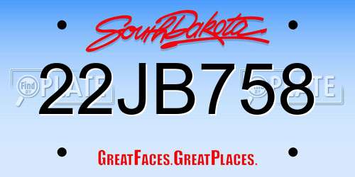 22JB758 South Dakota License Plate